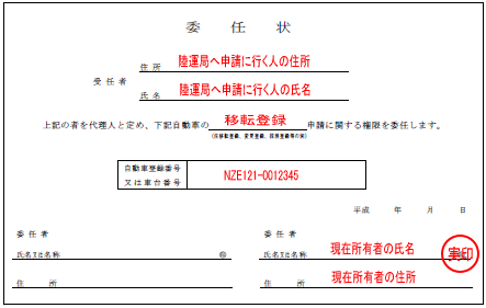 新所有者申請の委任状
