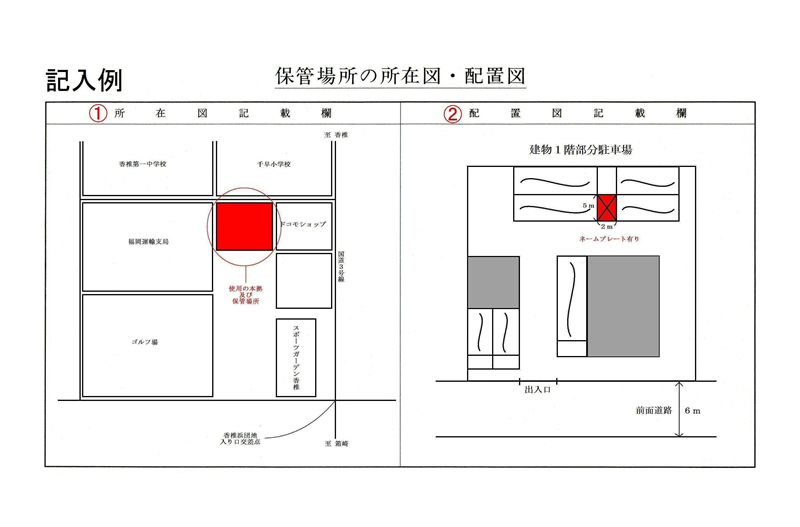 車庫証明の所在図 配置図の書き方 中古トラック販売 トラック流通センター