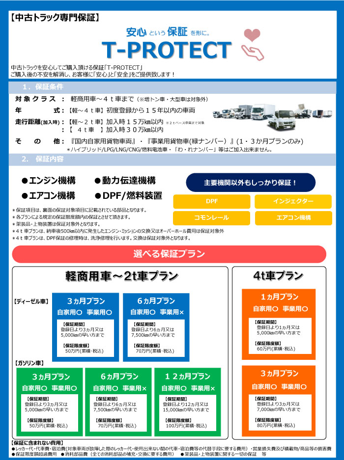 中古トラック保証プラン