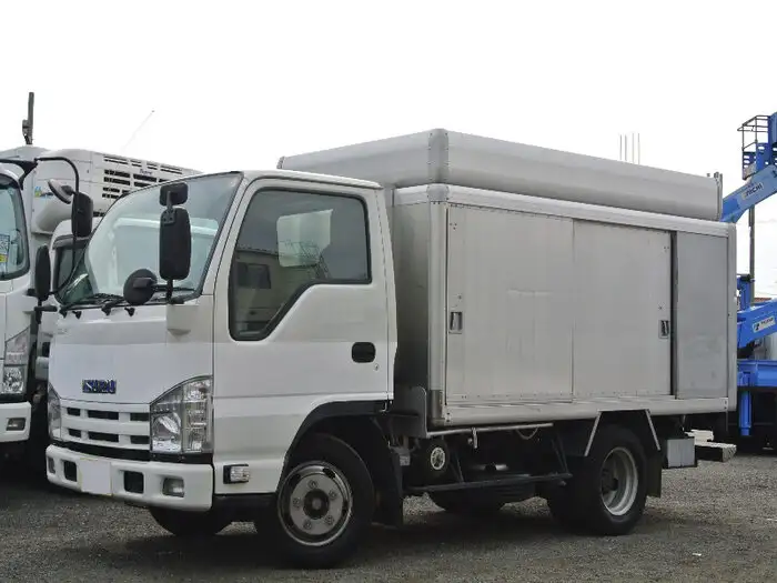 いすゞ エルフ 小型 アルミバン ボトルカー サイドドアの中古トラック画像1
