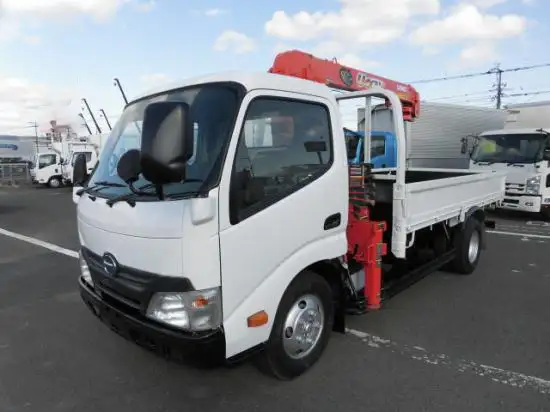 日野 デュトロ 小型 クレーン付 床鉄板 3段の中古トラック画像1