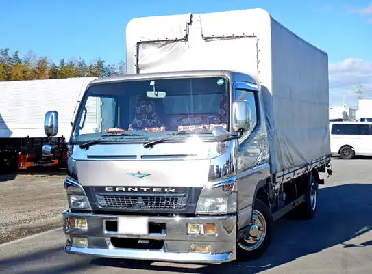 三菱 キャンター 小型 平ボディ 幌 PA-FE82DEの中古トラック画像1