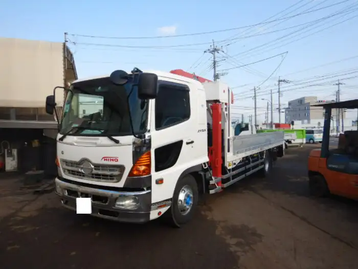 日野 レンジャー 中型/増トン 車両重機運搬 4段クレーン フックインの中古トラック画像1