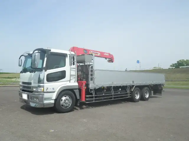 三菱 スーパーグレート 大型 クレーン付 床鉄板 4段 の中古トラック【車両No.125517】