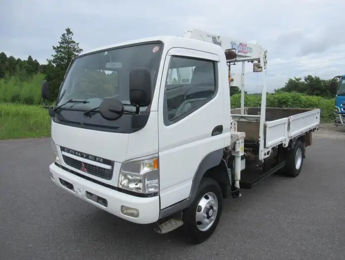 三菱 キャンター 小型 クレーン付 床鉄板 3段の中古トラック画像1