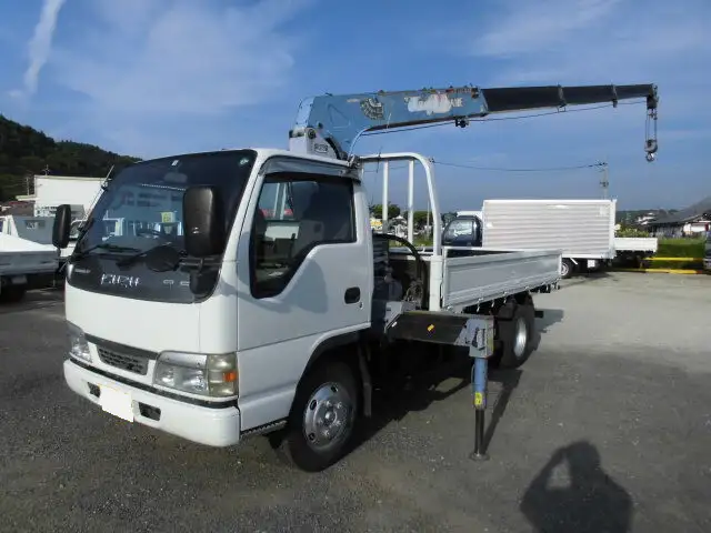 いすゞ エルフ 小型 クレーン付 床鉄板 4段の中古トラック画像1