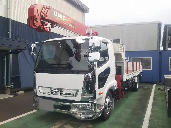三菱 ファイター 中型/増トン 車両重機運搬 4段クレーン ベッドの中古トラック画像1