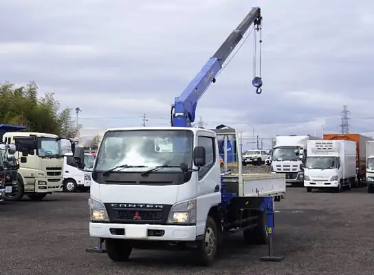三菱 キャンター 小型 クレーン付 床鉄板 3段の中古トラック画像1
