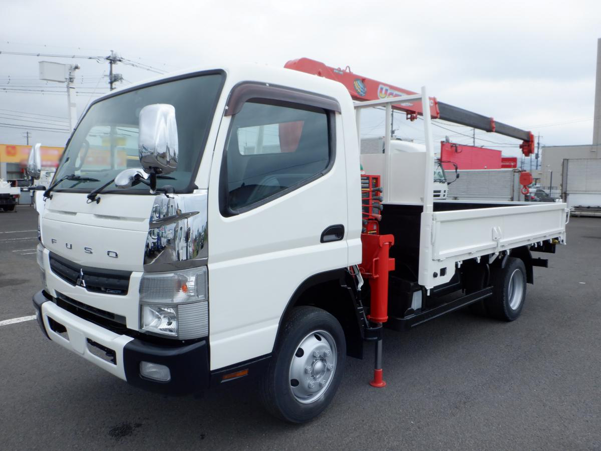 三菱 キャンター 小型 クレーン付 床鉄板 3段｜画像1