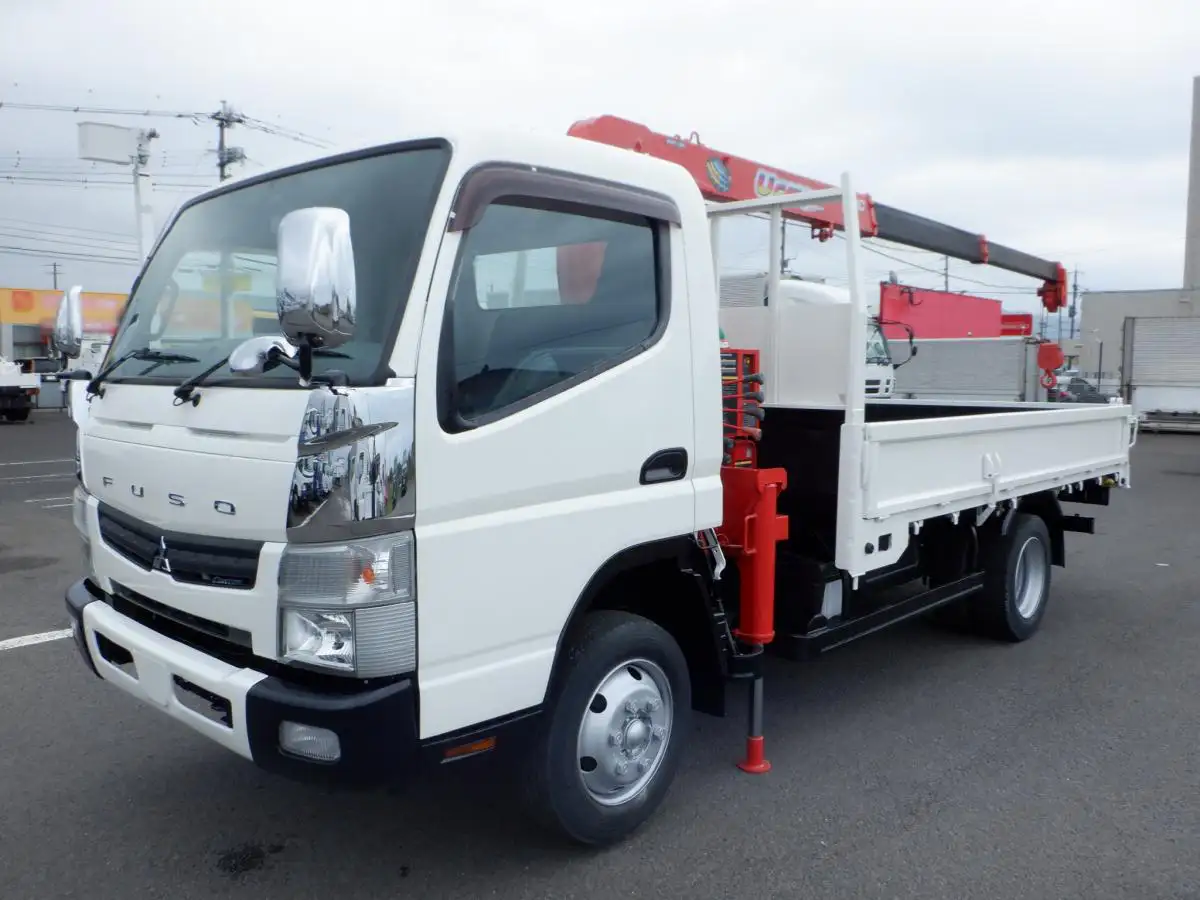 三菱 キャンター 小型 クレーン付 床鉄板 3段の中古トラック画像1