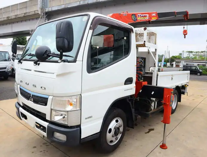 三菱 キャンター 小型 クレーン付 床鉄板 3段の中古トラック画像1