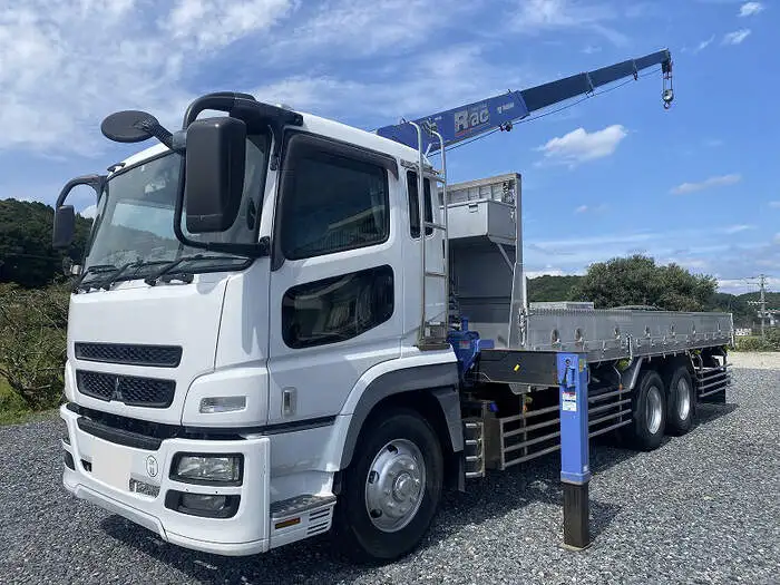 三菱 スーパーグレート 大型 クレーン付 床鉄板 4段の中古トラック画像1
