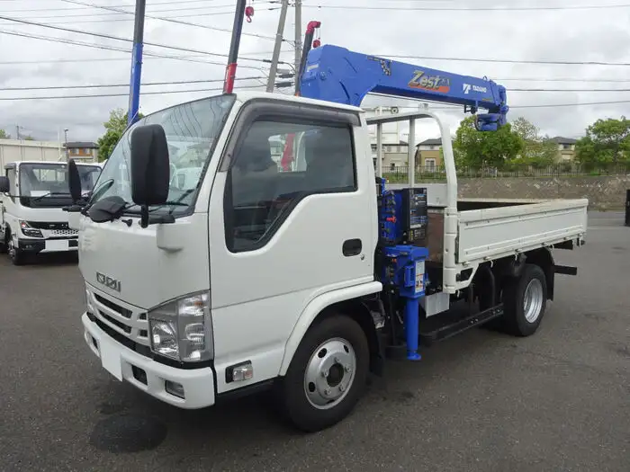 いすゞ エルフ 小型 クレーン付 床鉄板 3段の中古トラック画像1