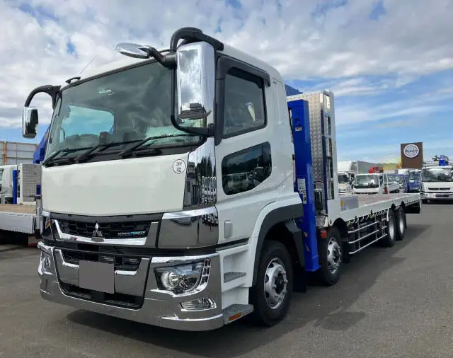 三菱 スーパーグレート 大型 車両重機運搬 ハイルーフ 4段クレーンの中古トラック画像1