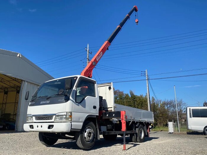 いすゞ エルフ 小型 クレーン付 超ロング