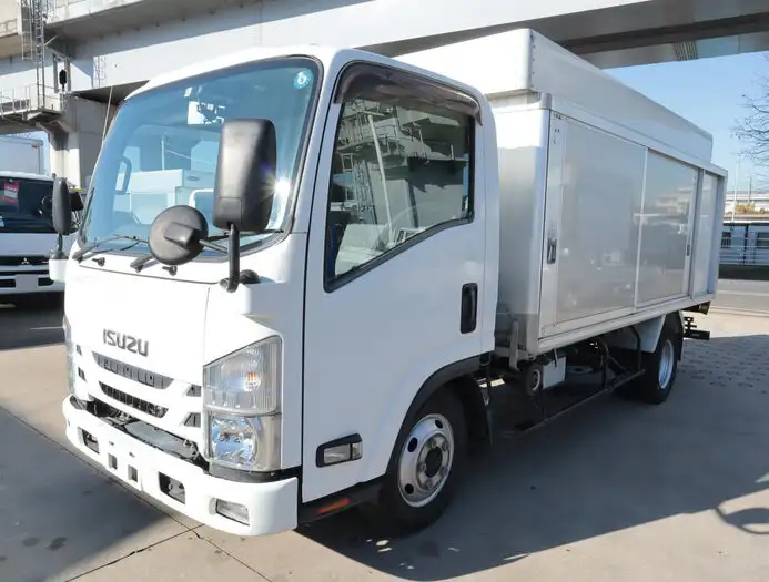 いすゞ エルフ 小型 アルミバン ボトルカー サイドドアの中古トラック画像1