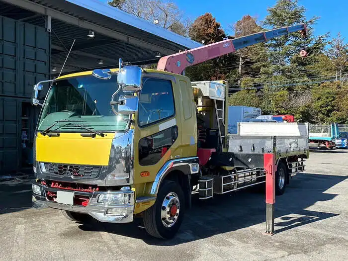 三菱 ファイター 中型/増トン クレーン付 床鉄板 アルミブロックの中古トラック画像1