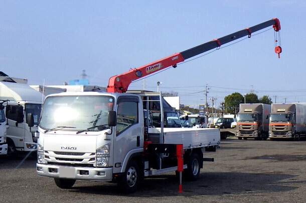 いすゞ エルフ 小型 クレーン付き(ユニック) 床鉄板 4段｜画像1