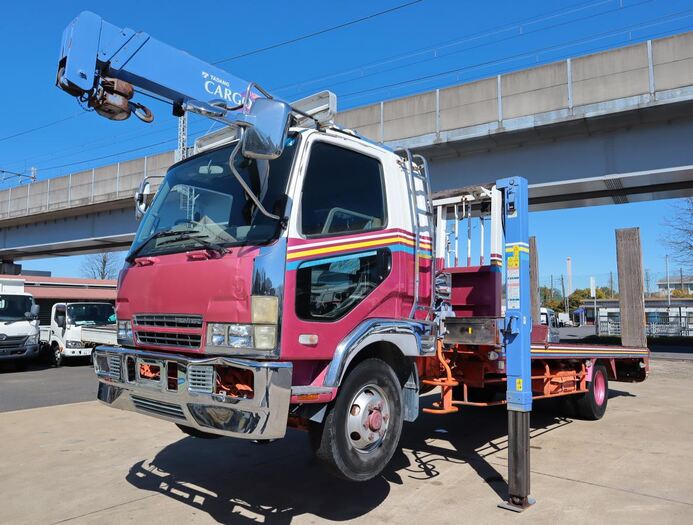 三菱 ファイター 中型/増トン 車両重機運搬 3段クレーン フックイン｜画像1