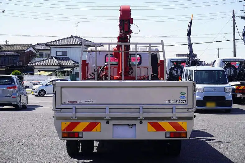 三菱 キャンター 小型 車両重機運搬 4段クレーン フックインの中古トラック画像3