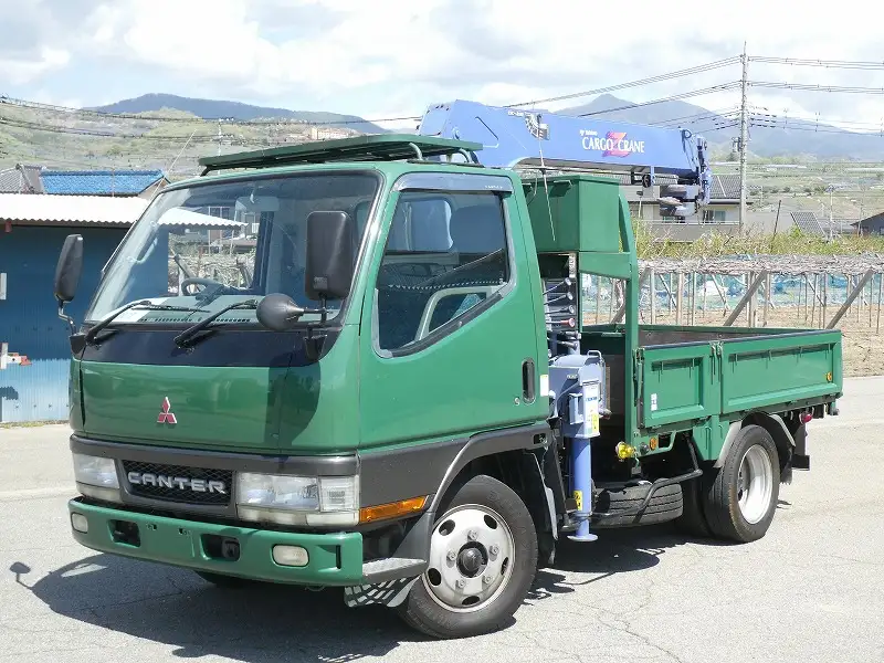三菱 キャンター 小型 クレーン付 床鉄板 3段の中古トラック画像1