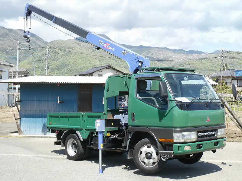 三菱 キャンター 小型 クレーン付 床鉄板 3段の中古トラック画像2