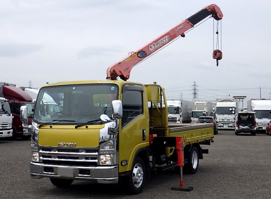 いすゞ エルフ 小型 クレーン付き(ユニック) 床鉄板 4段｜画像1