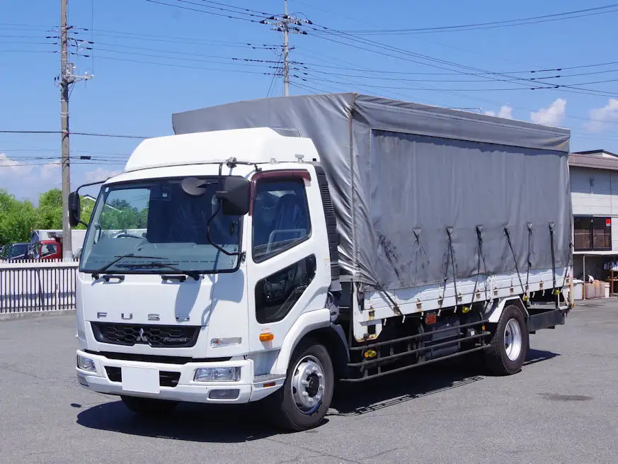 三菱 ファイター 中型/増トン 平ボディ 幌 床鉄板の中古トラック画像1