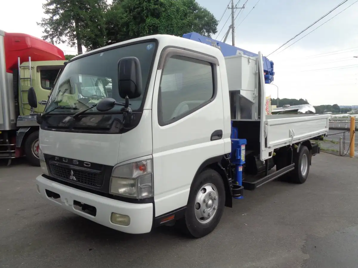三菱 キャンター 小型 クレーン付 床鉄板 4段の中古トラック画像1