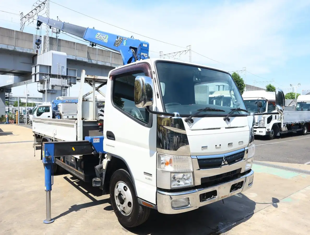三菱 キャンター 小型 クレーン付 床鉄板 4段の中古トラック画像2