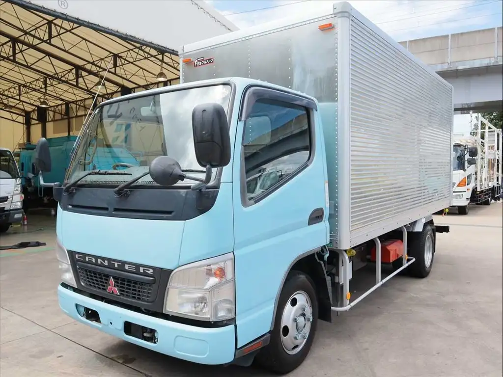 三菱 キャンター 小型 アルミバン 床鉄板 シャッター式の中古トラック画像1