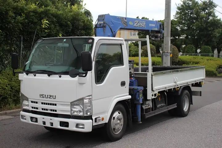 いすゞ エルフ 小型 クレーン付 床鉄板 3段の中古トラック画像1