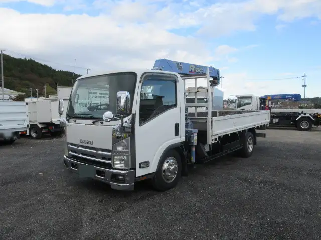いすゞ エルフ 小型 クレーン付 床鉄板 3段の中古トラック画像1