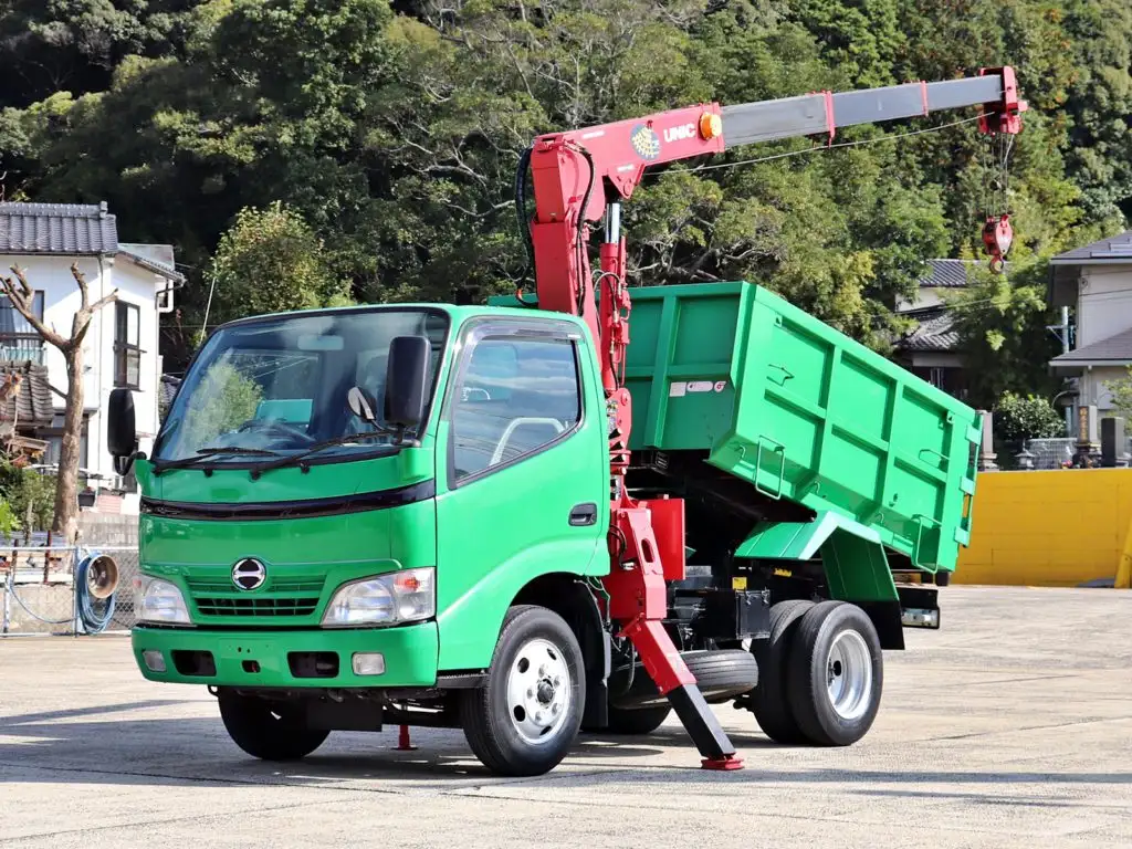日野 デュトロ 小型 ダンプ 土砂禁 クレーン付き｜画像1