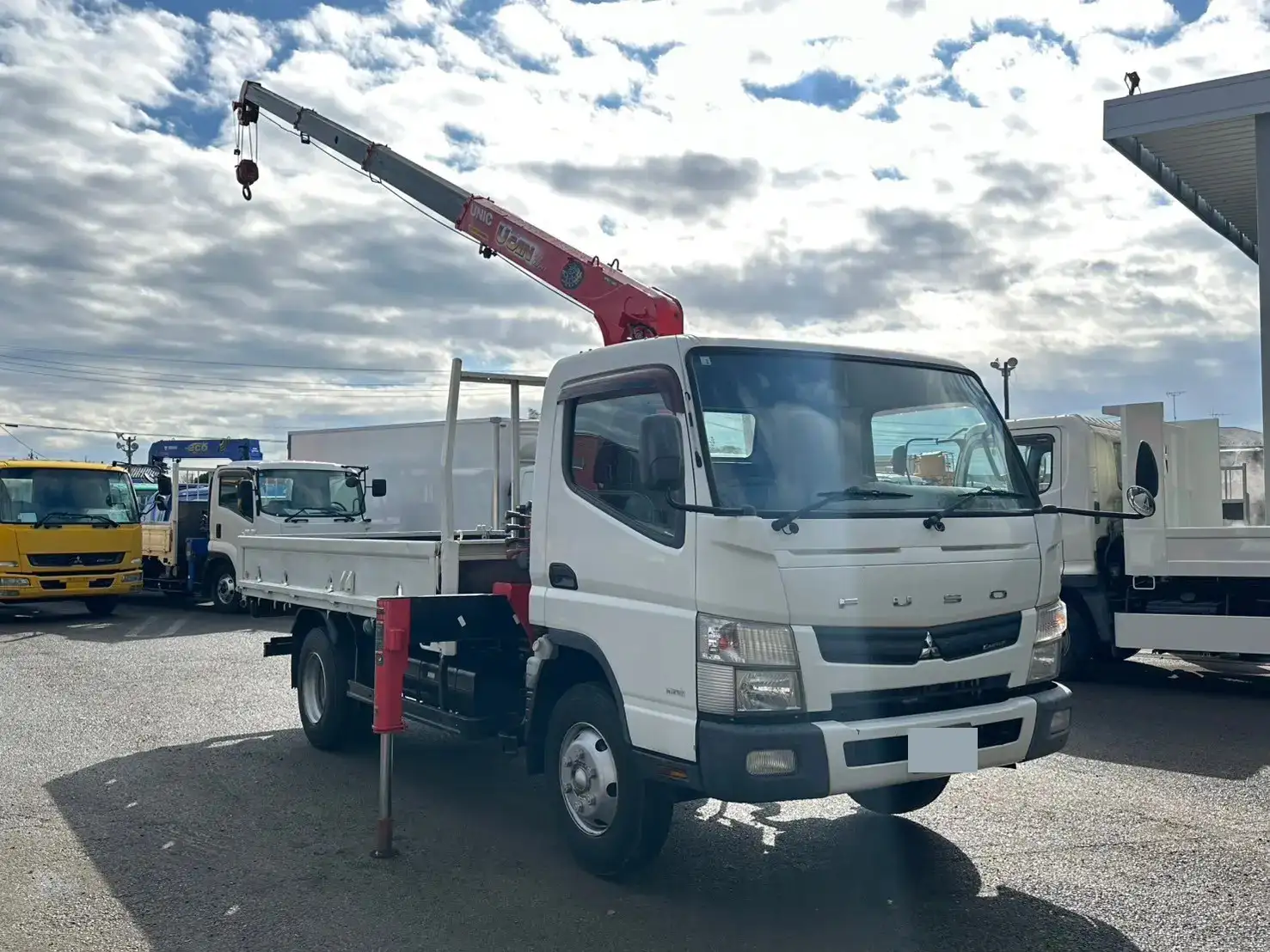 三菱 キャンター 小型 クレーン付 床鉄板 4段の中古トラック画像2