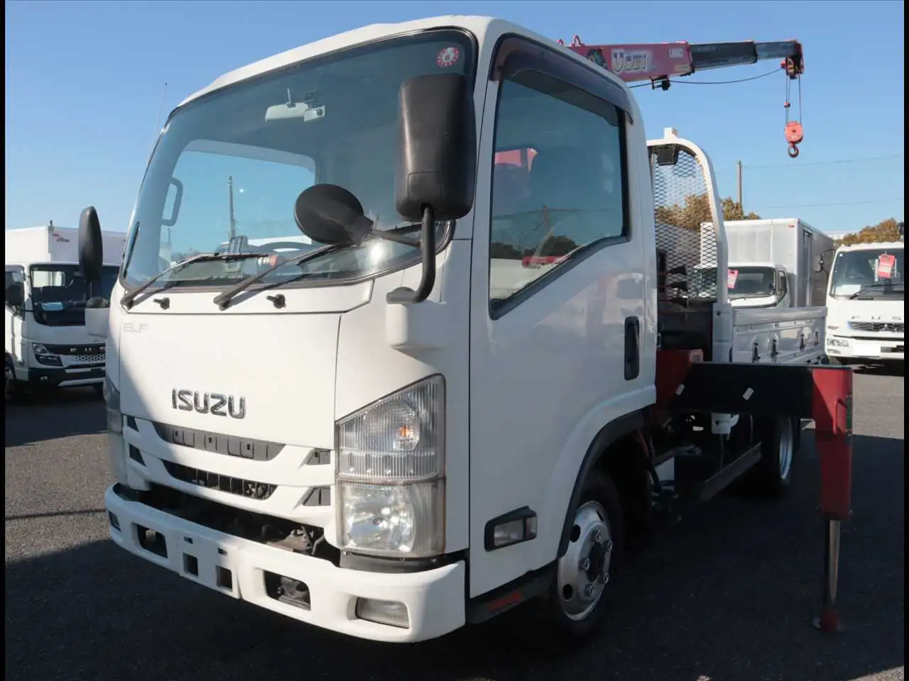 いすゞ エルフ 小型 クレーン付 床鉄板 3段の中古トラック画像1