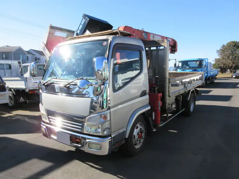 三菱 キャンター 小型 クレーン付 床鉄板 4段｜画像1