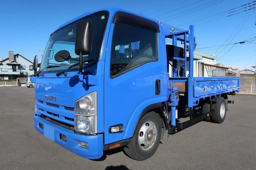 いすゞ エルフ 小型 クレーン付 床鉄板 4段｜画像1