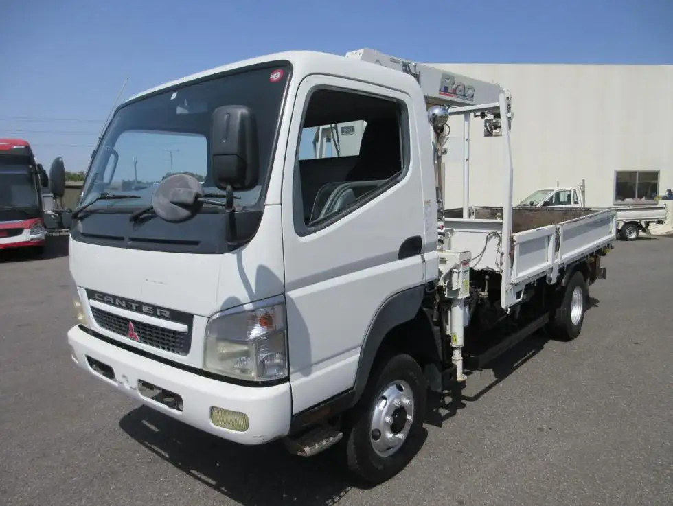 三菱 キャンター 小型 クレーン付 床鉄板 3段｜画像1