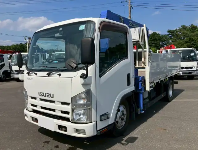 いすゞ エルフ 小型 クレーン付 床鉄板 アルミブロックの中古トラック画像1