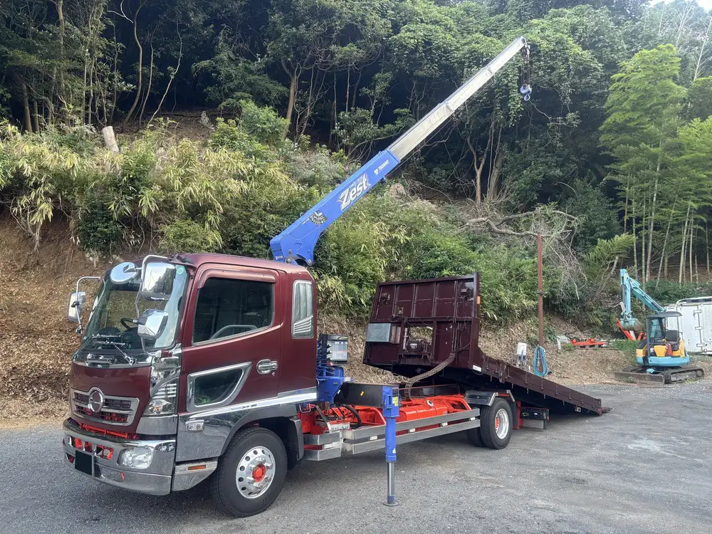日野 レンジャー 中型/増トン 車両重機運搬 4段クレーン ラジコン の中古トラック【車両No.195135】
