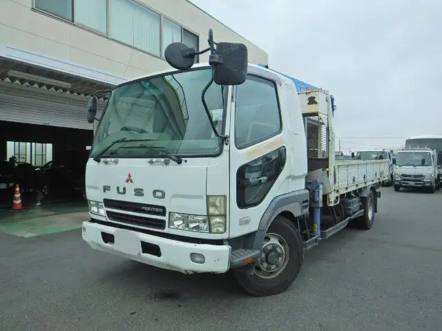 三菱 ファイター 中型/増トン クレーン付 床鉄板 4段の中古トラック画像1
